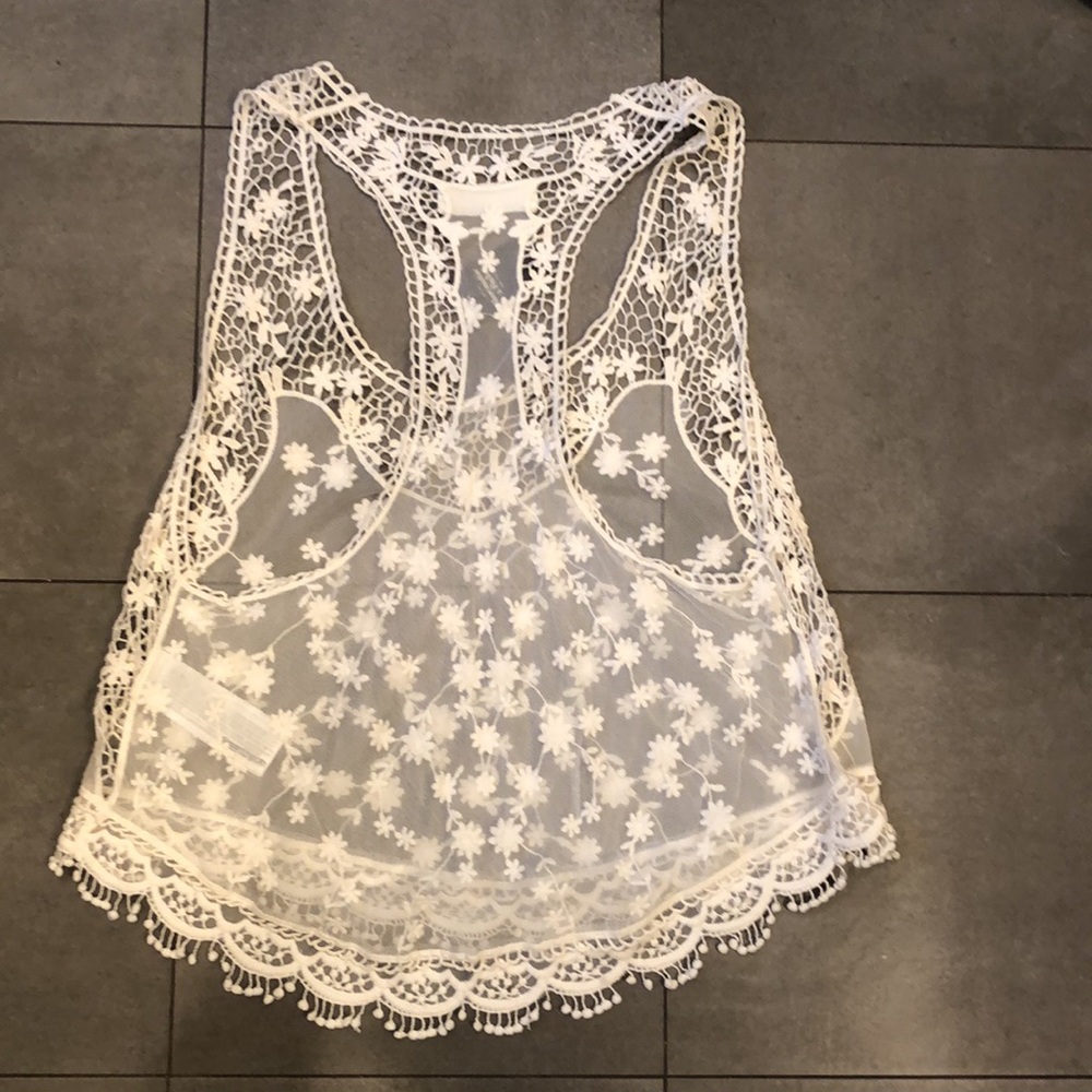 Abercrombie & Fitch Sheer Embroidered Top - Picture 8 of 10